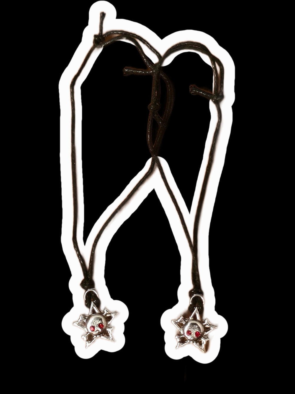 Star Red Gem Eyes Skull And Crossbones Matching Pendant Bracelets